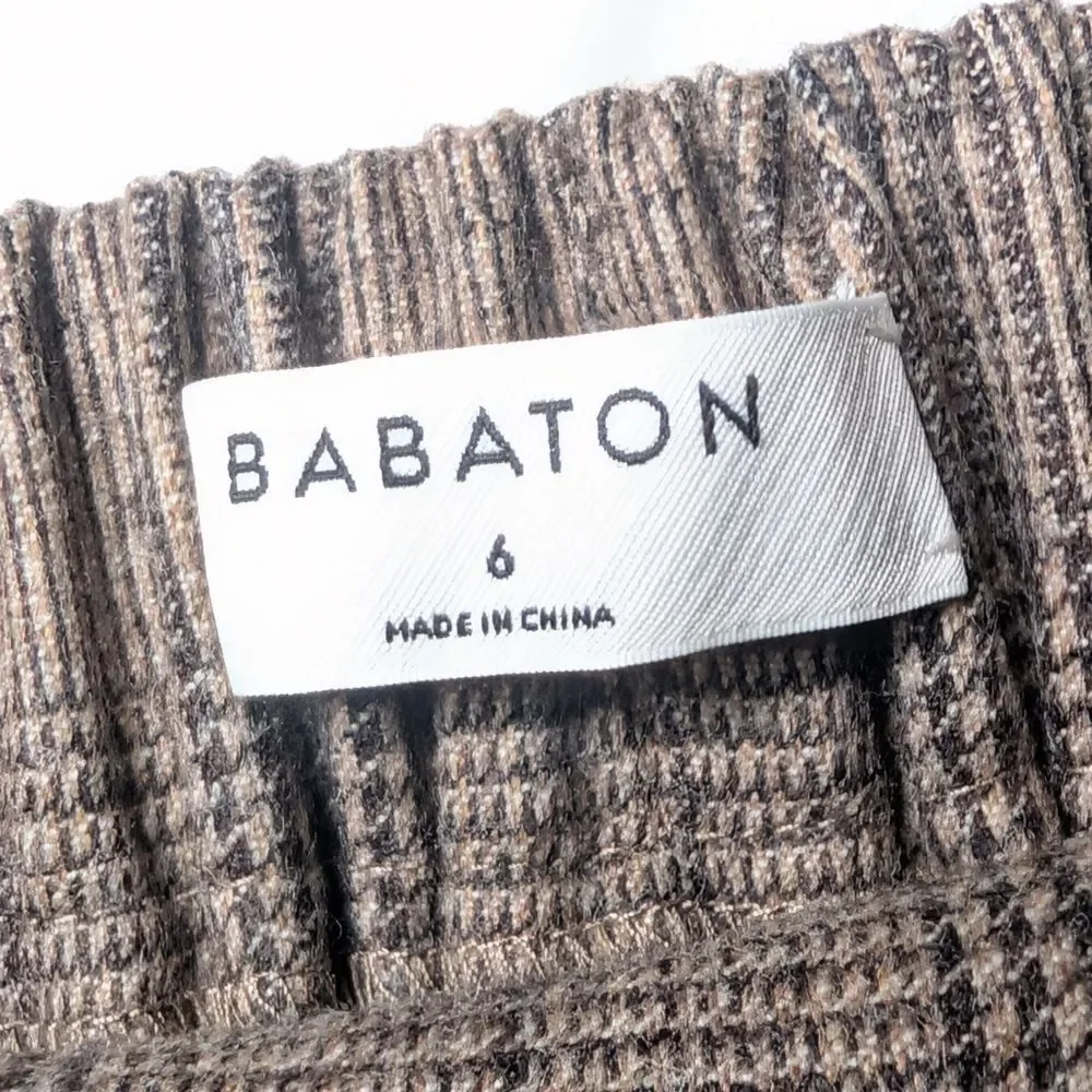 Aritza Babaton Cohen Pant Italian Wool Cashmere Plaid Pleated Pull On Trouser
